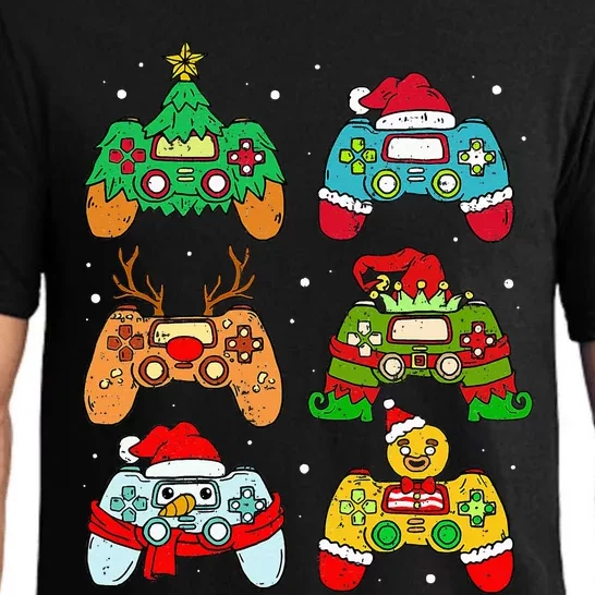 Festive Holiday Gaming Controllers with Santa Elf and Snowman Pajama Set