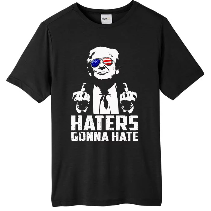 Funny Haters Gonna Hate President Donald Trump Middle Finger ChromaSoft Performance T-Shirt