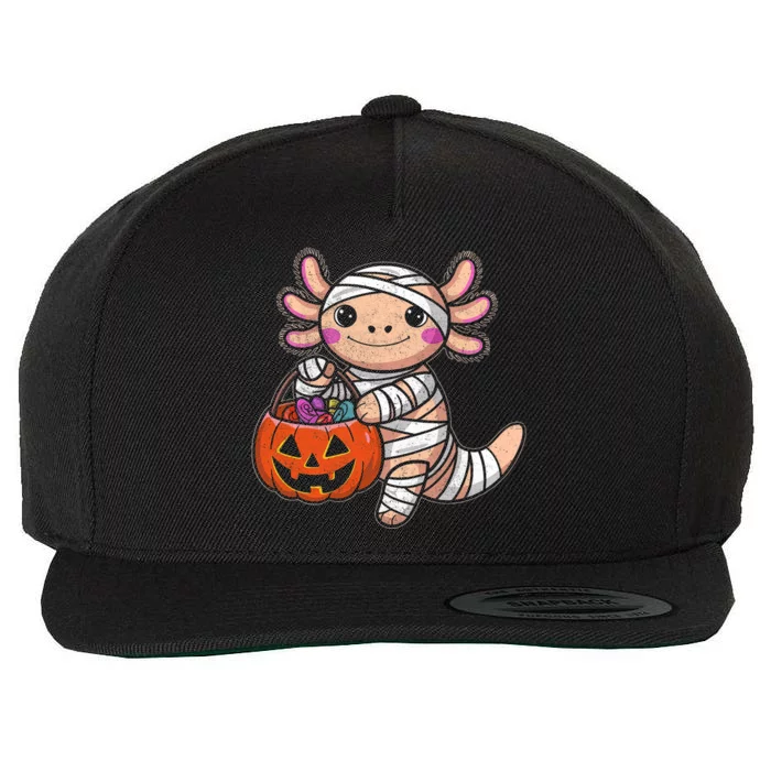 Funny Halloween Girl Mummy Axolotl Halloween Wool Snapback Cap