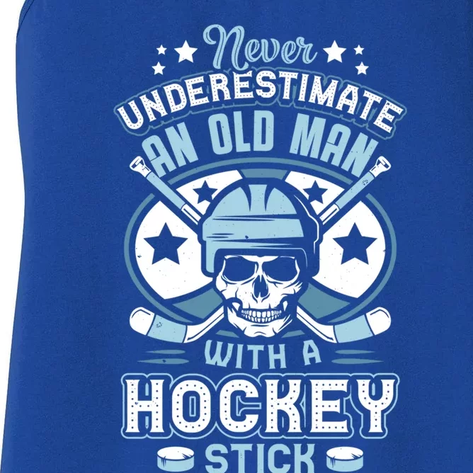 Funny Hockey Gift And Old Hockey Stick Funny Gift Women's Racerback Tank