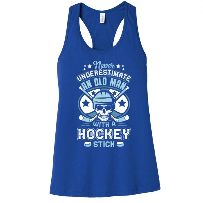 Funny Hockey Gift And Old Hockey Stick Funny Gift Women's Racerback Tank