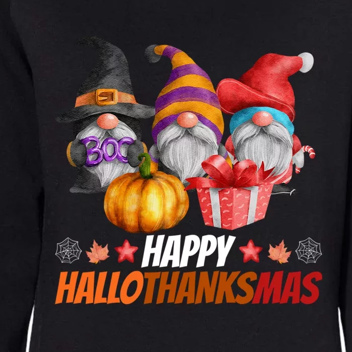 Funny Hallothanksmas Gnomes Happy Hallowthanksmas Halloween Great Gift Womens California Wash Sweatshirt