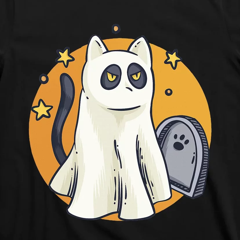 Funny Halloween Ghost Cat Costume Cute Black Cat T-Shirt