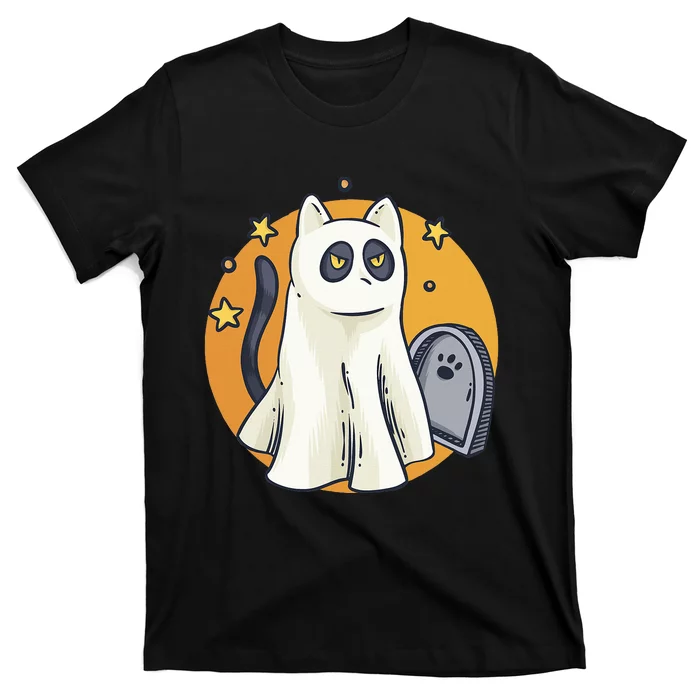 Funny Halloween Ghost Cat Costume Cute Black Cat T-Shirt