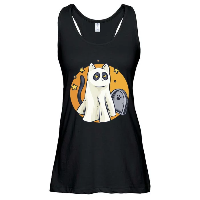 Funny Halloween Ghost Cat Costume Cute Black Cat Ladies Essential Flowy Tank