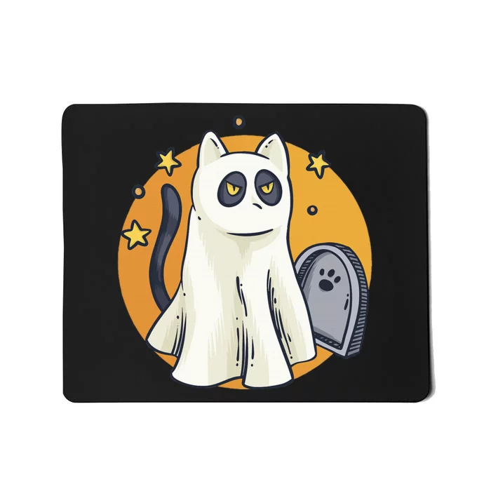 Funny Halloween Ghost Cat Costume Cute Black Cat Mousepad