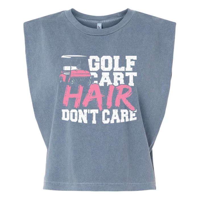 Funny Hair Golf Cart Hair Don't Care Golfing Garment-Dyed Women's Muscle Tee