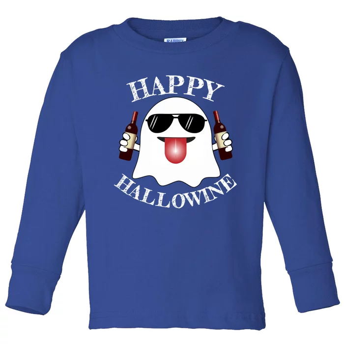 Funny Halloween Ghost Wine Ing Dad Mom Joke Gift Toddler Long Sleeve Shirt