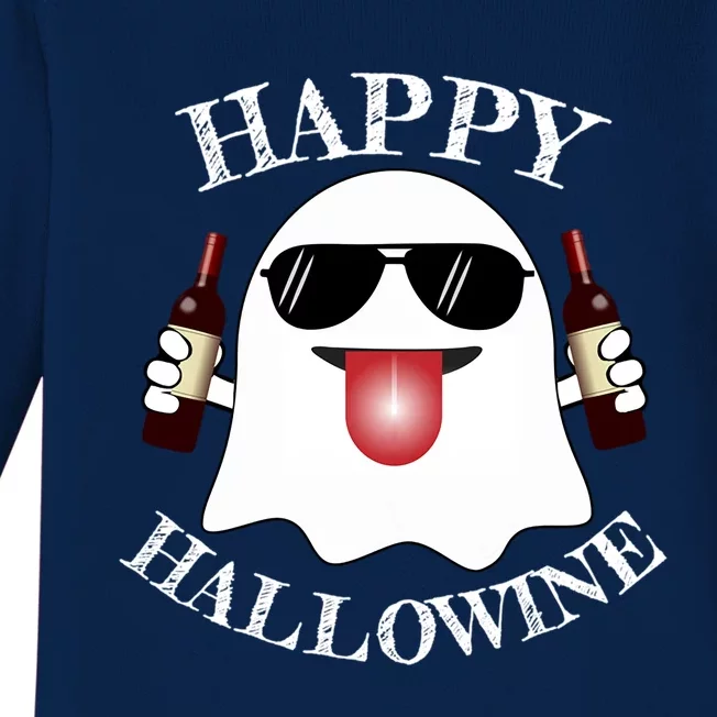 Funny Halloween Ghost Wine Ing Dad Mom Joke Gift Baby Long Sleeve Bodysuit