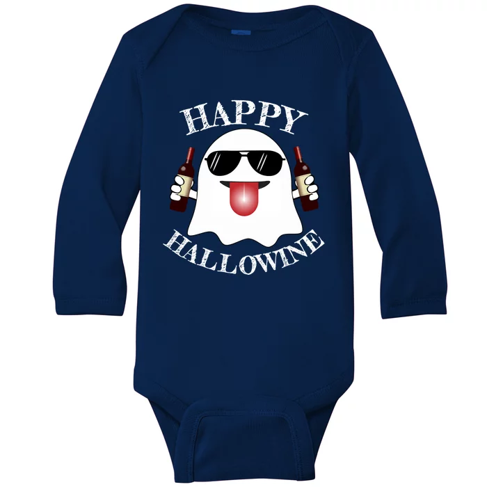 Funny Halloween Ghost Wine Ing Dad Mom Joke Gift Baby Long Sleeve Bodysuit