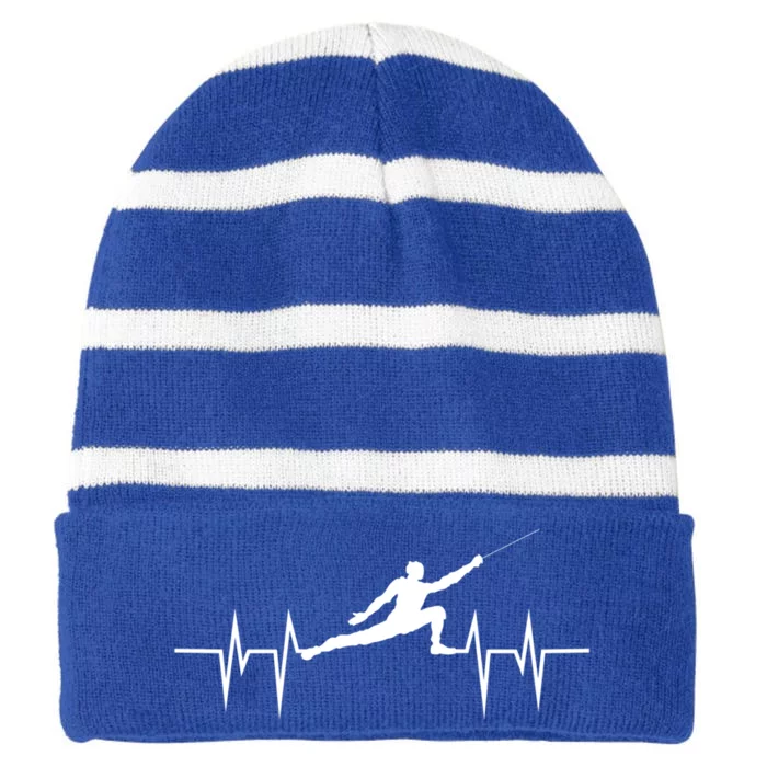 Fencing Heartbeat Gift Fence Sport Sword Helmet Gift Striped Beanie with Solid Band