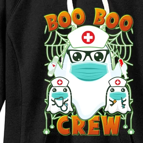 Funny Halloween Ghost Nurse Boo Boo Crew Women's Fleece Hoodie