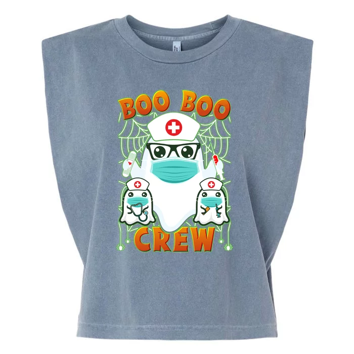 Funny Halloween Ghost Nurse Boo Boo Crew Garment-Dyed Women's Muscle Tee