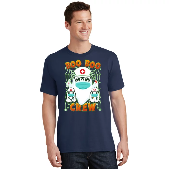 Funny Halloween Ghost Nurse Boo Boo Crew T-Shirt