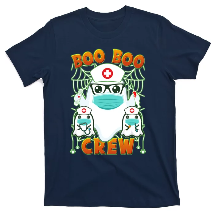 Funny Halloween Ghost Nurse Boo Boo Crew T-Shirt