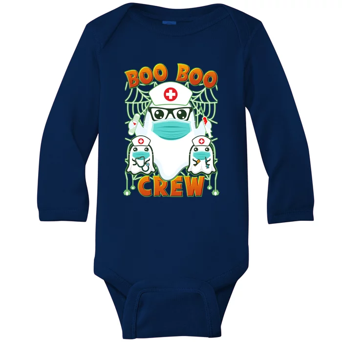 Funny Halloween Ghost Nurse Boo Boo Crew Baby Long Sleeve Bodysuit