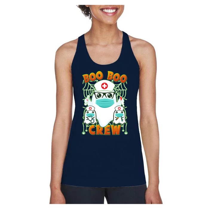 Funny Halloween Ghost Nurse Boo Boo Crew Women's Racerback Tank