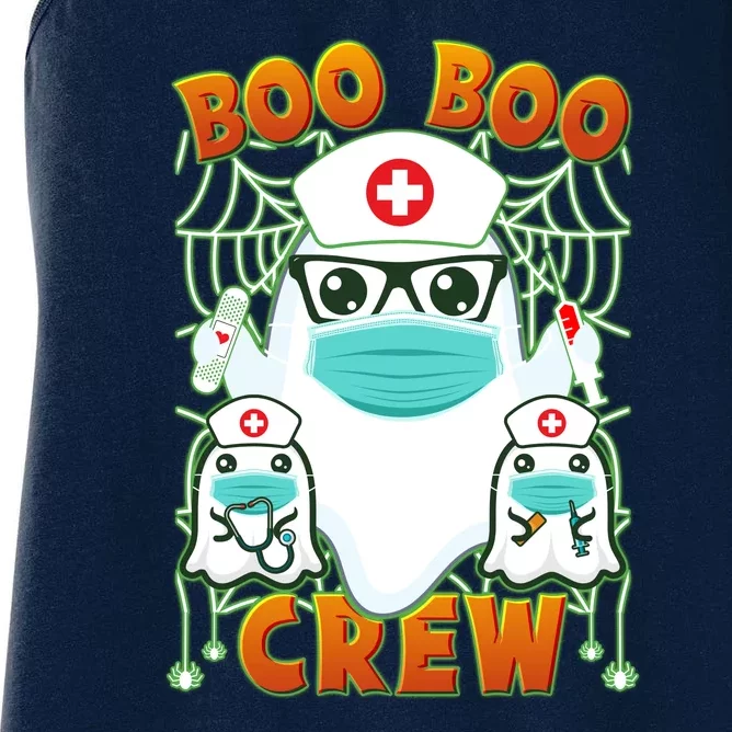 Funny Halloween Ghost Nurse Boo Boo Crew Women's Racerback Tank