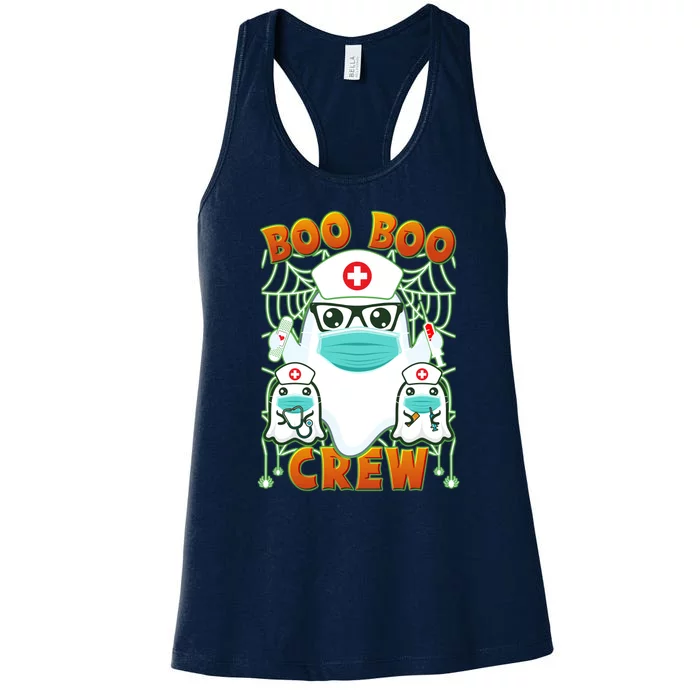 Funny Halloween Ghost Nurse Boo Boo Crew Women's Racerback Tank