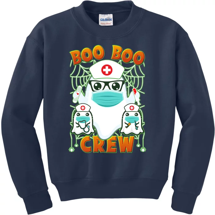 Funny Halloween Ghost Nurse Boo Boo Crew Kids Sweatshirt