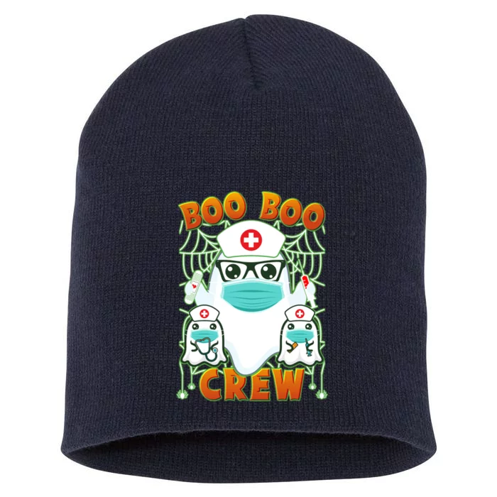 Funny Halloween Ghost Nurse Boo Boo Crew Short Acrylic Beanie