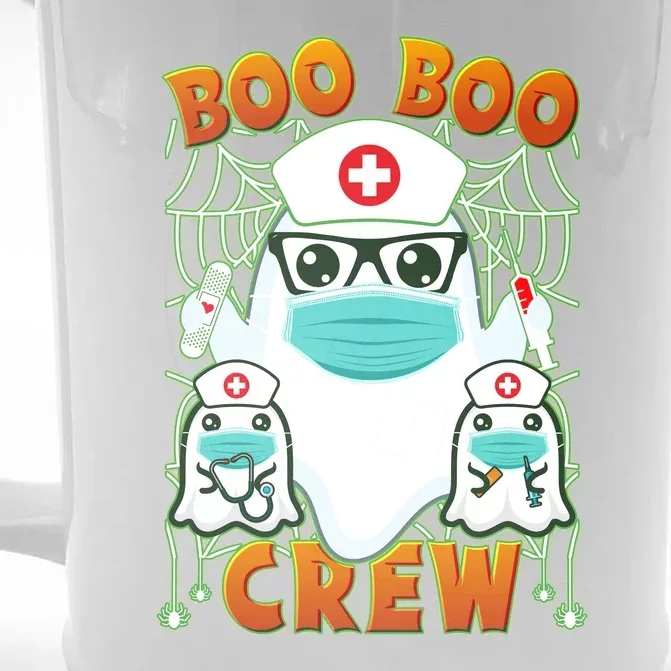 Funny Halloween Ghost Nurse Boo Boo Crew Front & Back Beer Stein