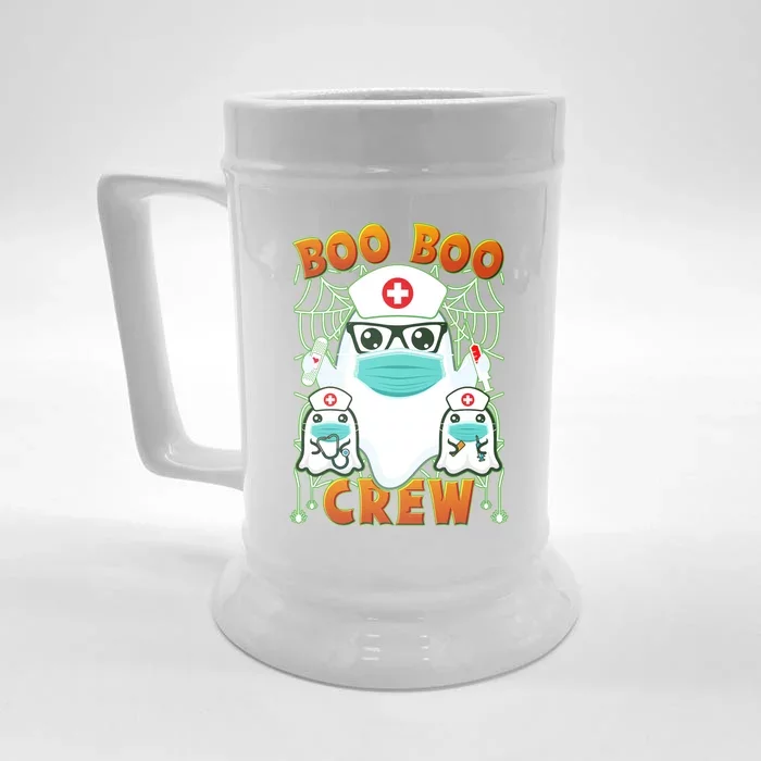 Funny Halloween Ghost Nurse Boo Boo Crew Front & Back Beer Stein