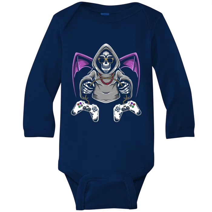 Funny Halloween Gamer Skeleton Costume Cool Gift Baby Long Sleeve Bodysuit