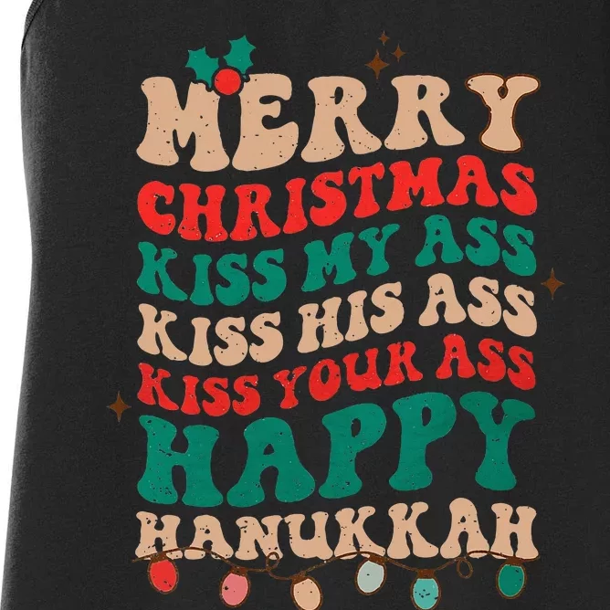 Festive Holiday Greetings Cheeky Christmas & Hanukkah Celebration Women's Racerback Tank