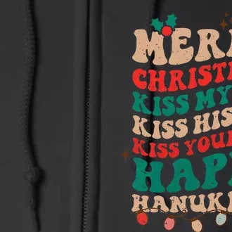 Festive Holiday Greetings Cheeky Christmas & Hanukkah Celebration Full Zip Hoodie