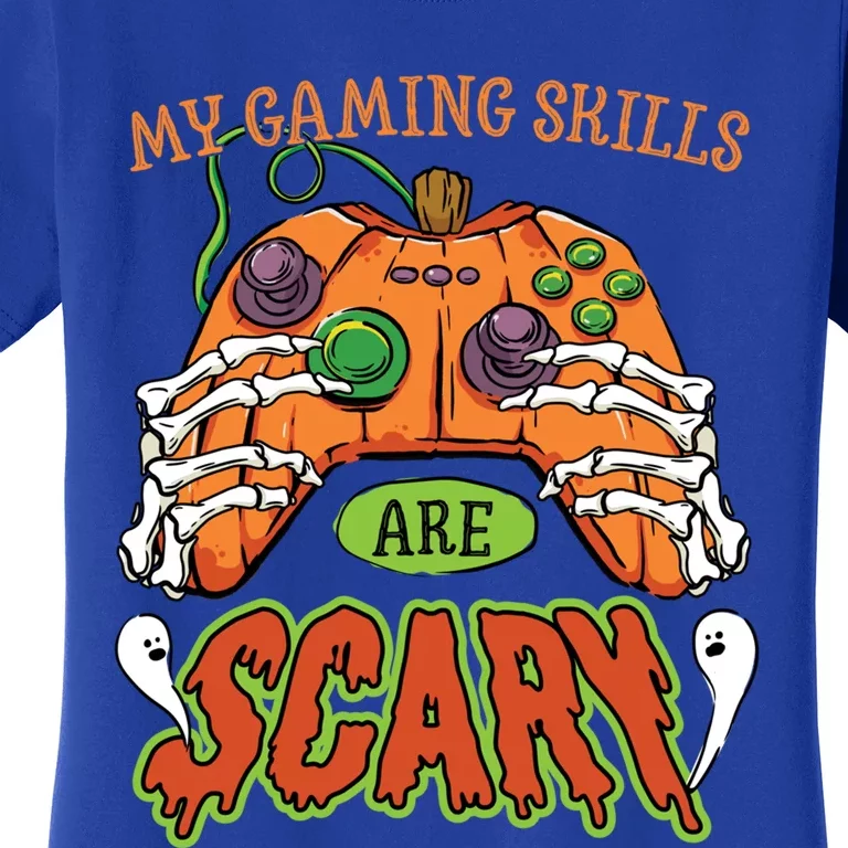 Funny Halloween Gaming Skills Gamer Or Skeleton Cool Gift Women's T-Shirt