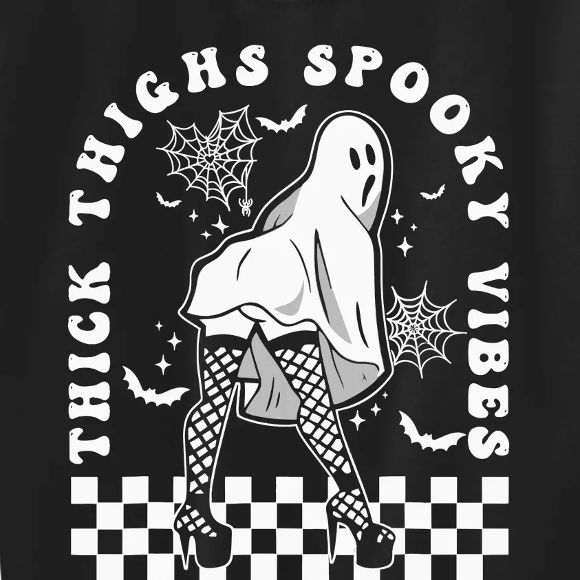 Funny Halloween Ghost Thick Thighs Spooky Vibes Workout Gym Kids Sweatshirt