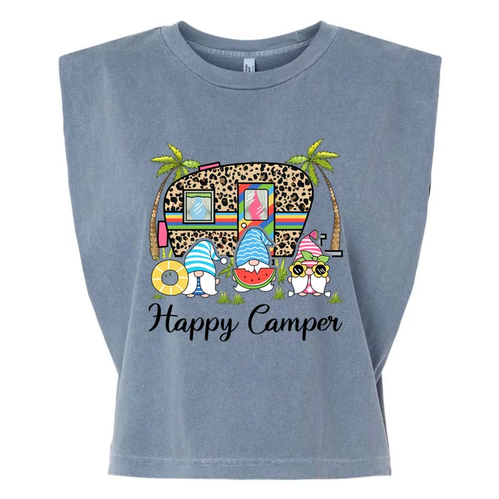 Funny Happy Gnome Camper Cute Meaningful Gift Garment-Dyed Women's Muscle Tee