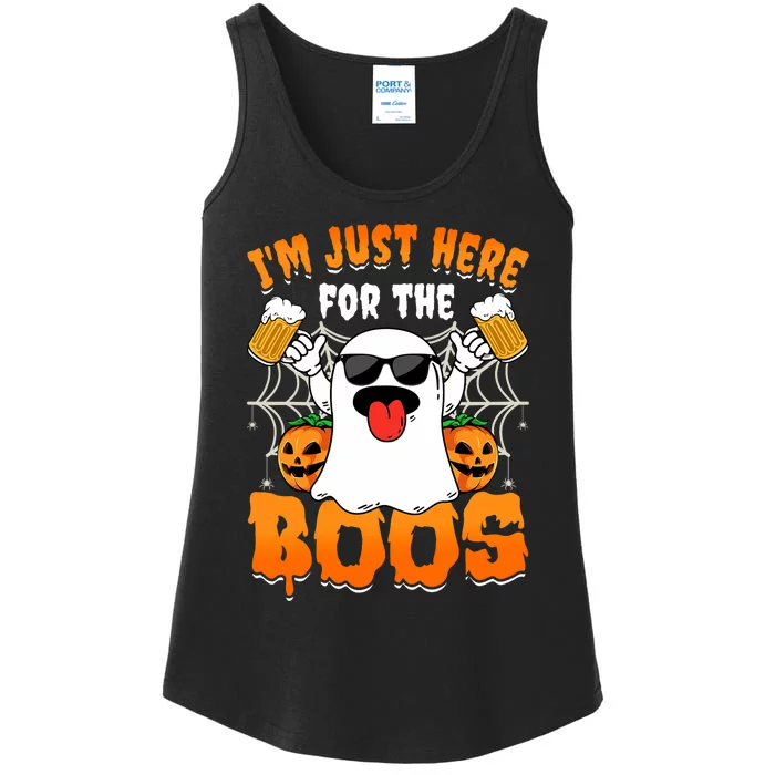 Funny Halloween Ghost Costume IM Just Here For The Boos Ladies Essential Tank