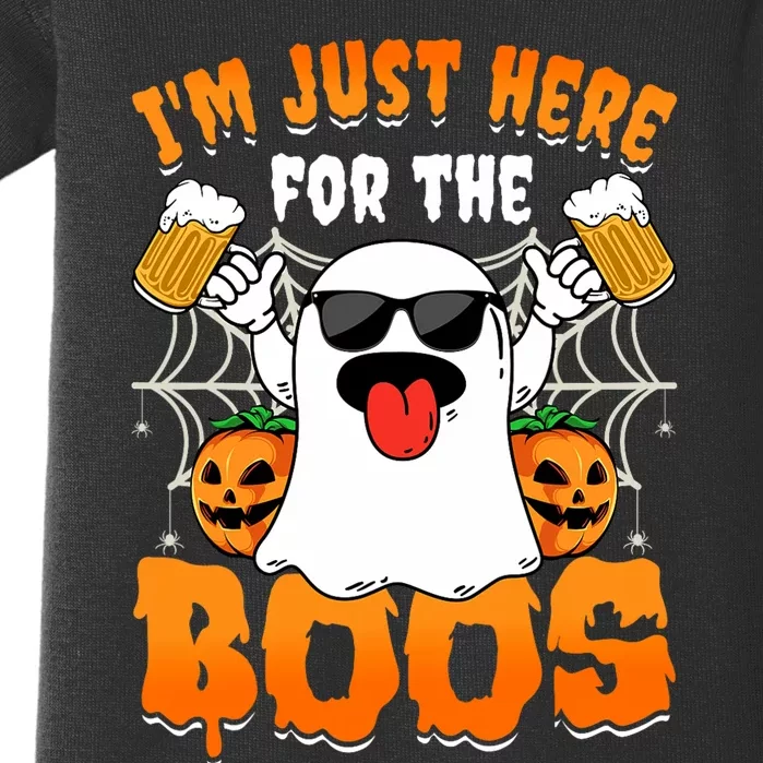 Funny Halloween Ghost Costume IM Just Here For The Boos Baby Bodysuit