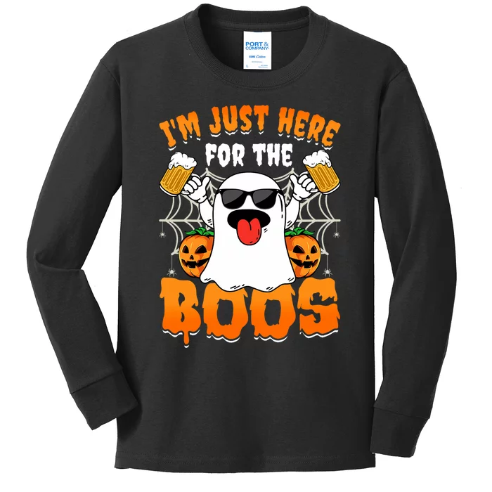 Funny Halloween Ghost Costume IM Just Here For The Boos Kids Long Sleeve Shirt