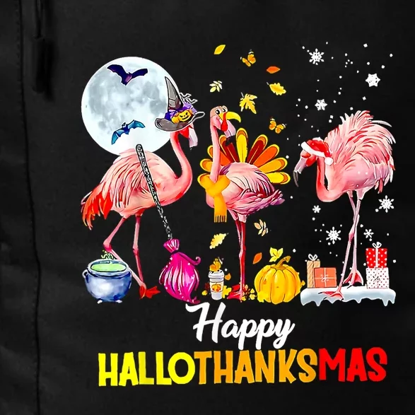 Flamingo Happy HalloThanksmas Funny Halloween Thanksgiving Daily Commute Backpack