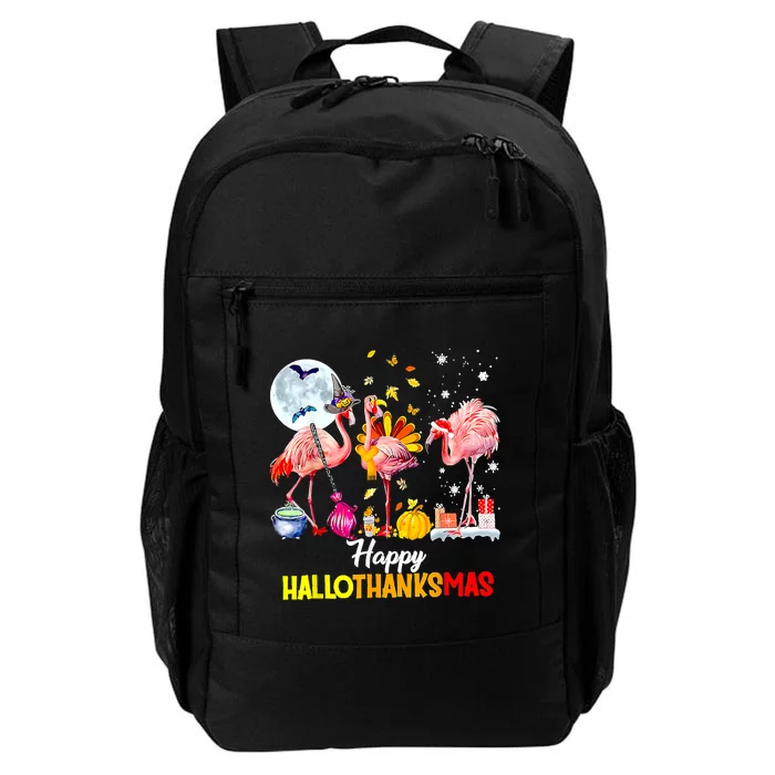 Flamingo Happy HalloThanksmas Funny Halloween Thanksgiving Daily Commute Backpack