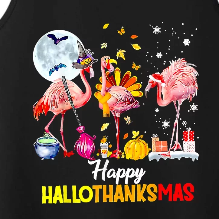 Flamingo Happy HalloThanksmas Funny Halloween Thanksgiving Performance Tank