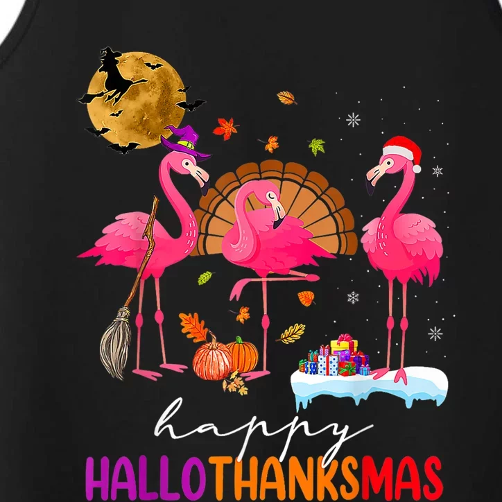 Flamingo Happy HalloThanksmas Funny Halloween Thanksgiving Performance Tank