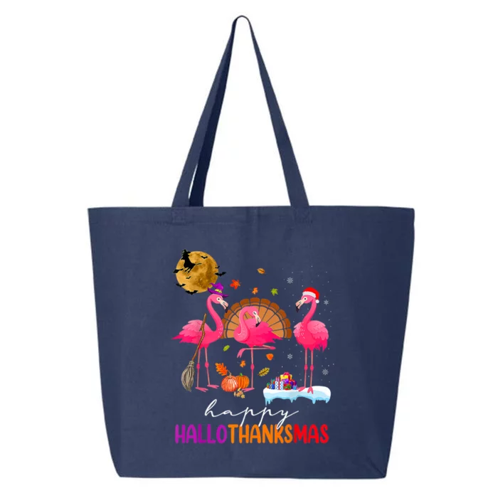 Flamingo Happy HalloThanksmas Funny Halloween Thanksgiving 25L Jumbo Tote