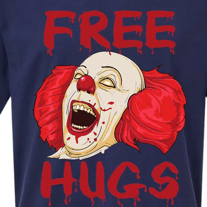 Free Hugs Halloween Evil Killer Scary Clown Horror Gift Sueded Cloud Jersey T-Shirt