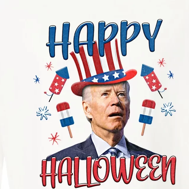 Funny Happy Halloween Biden Fourth Of July Funny 4th Of July Cropped Pullover Crew