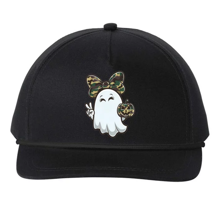 Funny Hello Hunting Season Halloween Camouflage Camo Ghost Snapback Five-Panel Rope Hat