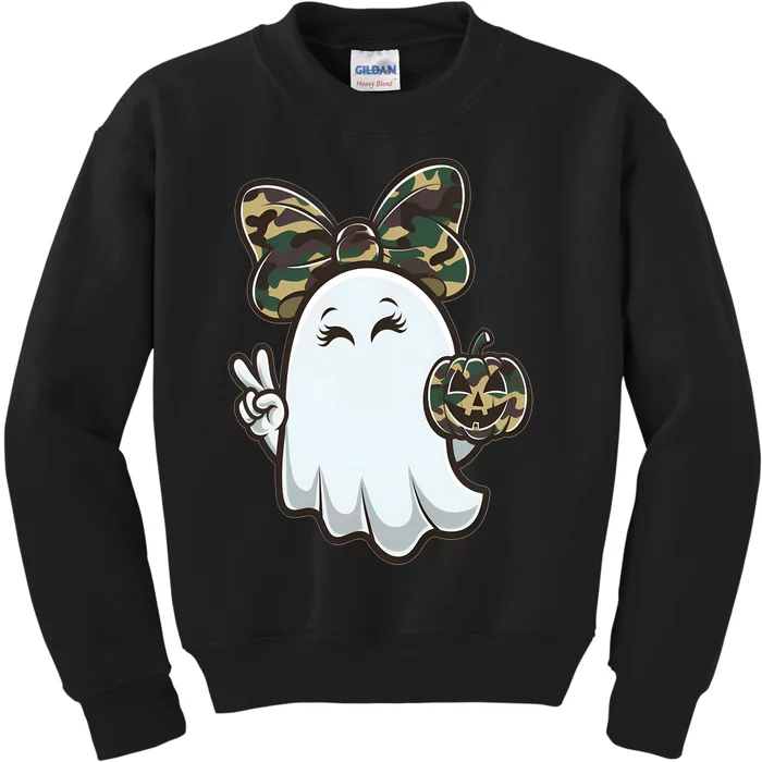 Funny Hello Hunting Season Halloween Camouflage Camo Ghost Kids Sweatshirt