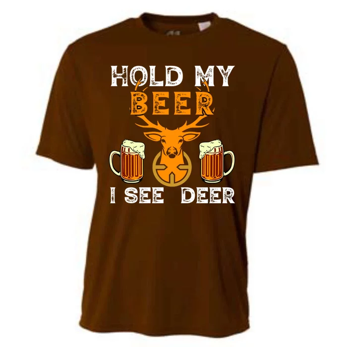 Funny Hunting Hold My Beer I See A Deer Cooling Performance Crew T-Shirt