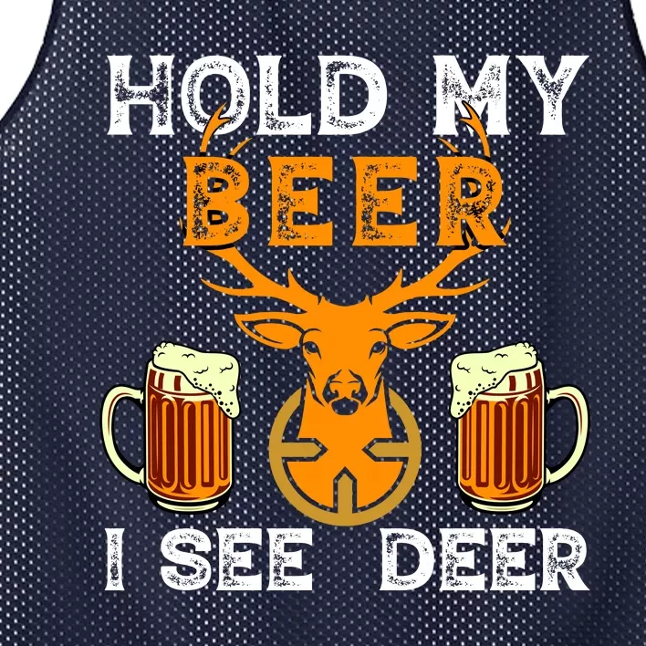 Funny Hunting Hold My Beer I See A Deer Mesh Reversible Basketball Jersey Tank