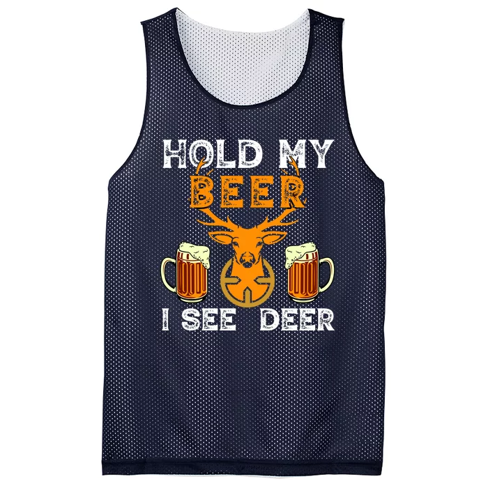 Funny Hunting Hold My Beer I See A Deer Mesh Reversible Basketball Jersey Tank