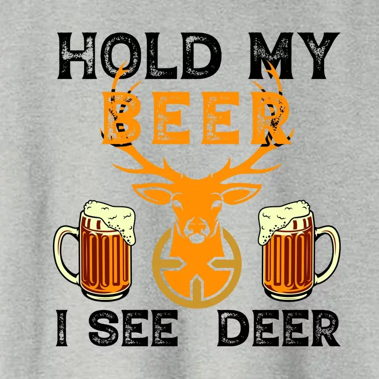 Funny Hunting Hold My Beer I See A Deer Women's Crop Top Tee