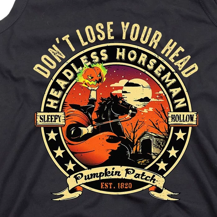 Funny Headless Horseman Urban Legend Halloween Pumpkin Patch Tank Top